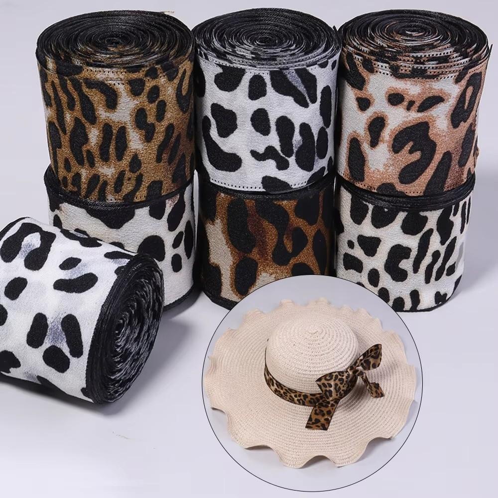 5Yards/Roll 4cm Width Satin Ribbon Roll Leopard Pattern Leopard Print Ribbon Home Decoration