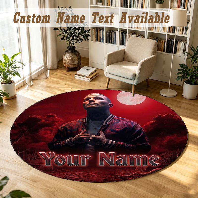 Round Rug Custom NameKontra K Pattern Non Slip Carpet Home Floor Decor