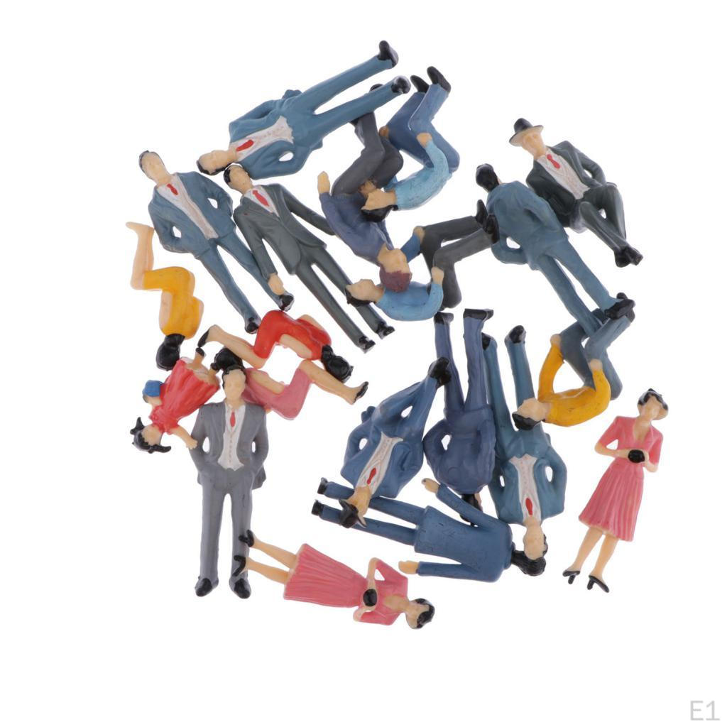 20x Miniature People Figures Model Train Diorama Scenics Building Kit, 1:30 G Scale