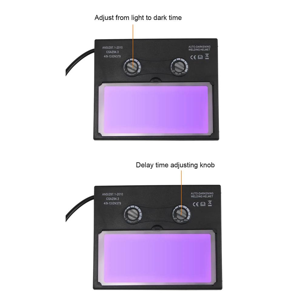 Solarbetriebene, automatisch dimmbare Schweißmaske, am Kopf montierter LCD-Bildschirm, Lichtbogensensor, breite Abdeckung, Schweißhelm