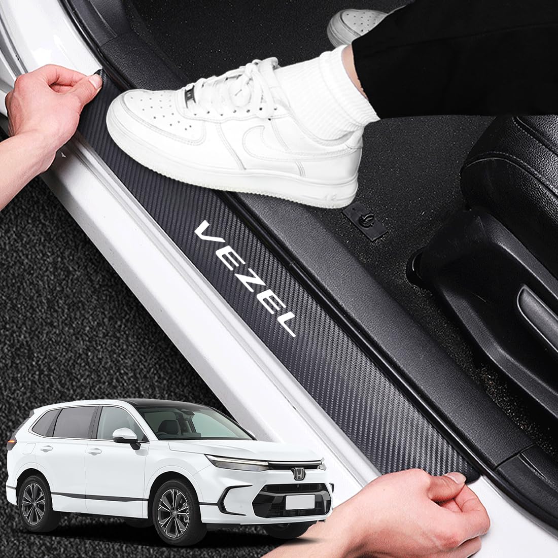 

GOODGOODCAR Новейшая накладка на порог Vezel, Для всех моделей Honda Vezel, Защита боковой подножки, B type чёрный