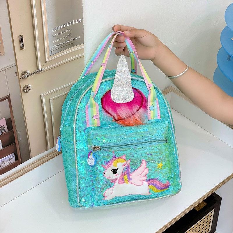 Unicorn Sequin Backpack: Large Capacity, Cute Iridescent Schoolbag for Girls