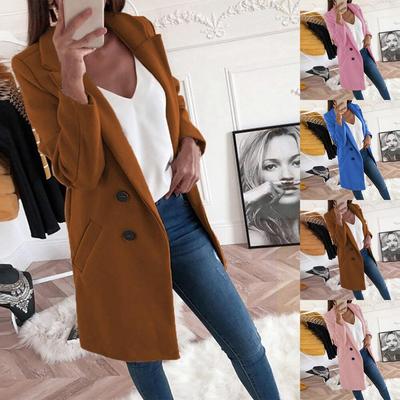 Damska kurtka ze sztucznej wełny Elegancka mieszanka Slim Długi płaszcz Kurtka wierzchnia