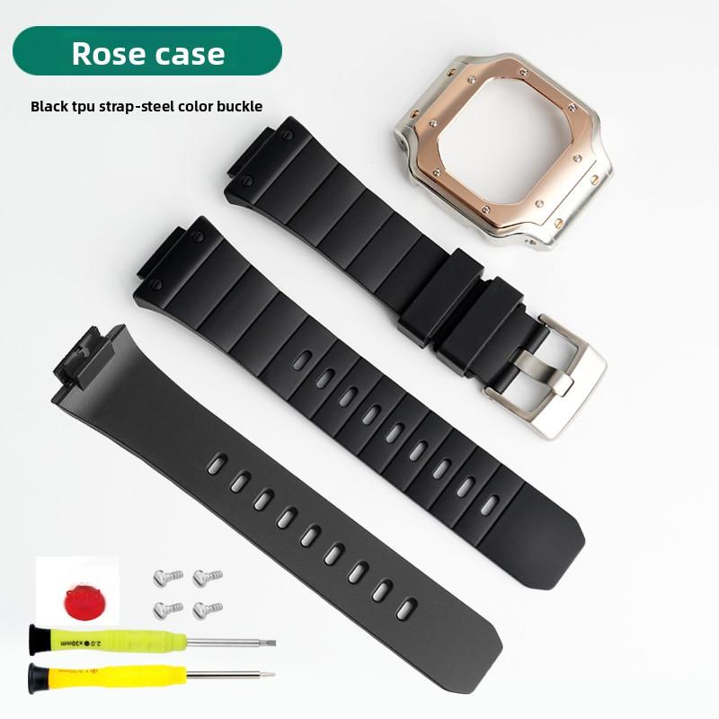 For Casio DW5600 GW-B5600 3229 small square series Modification Stainless Steel Metal Case watchband Rubber Strap men Bracelet