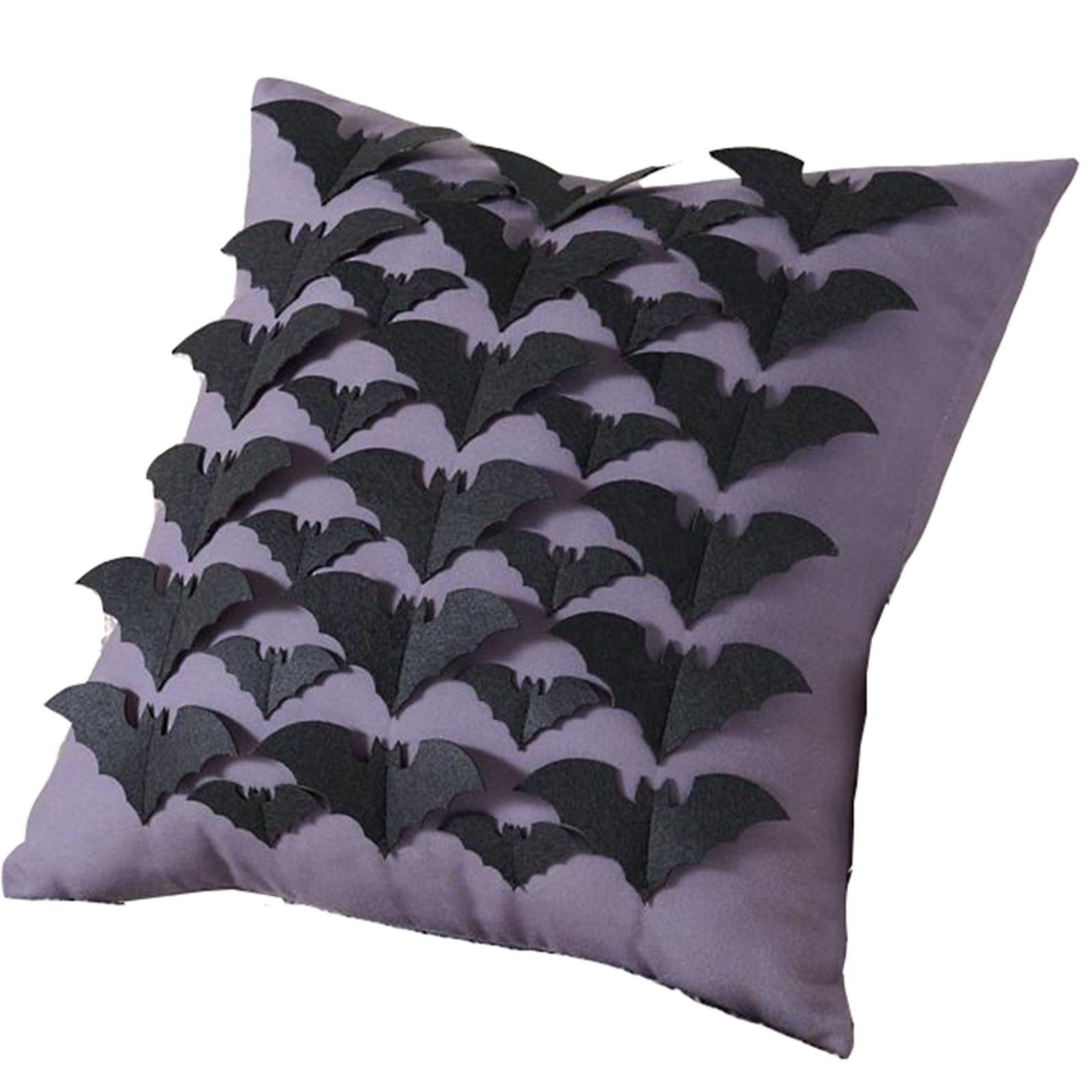 

Purple Halloween Pillow With 3D Black Decor, Spooky Sofa Cushion One Size фиолетовый