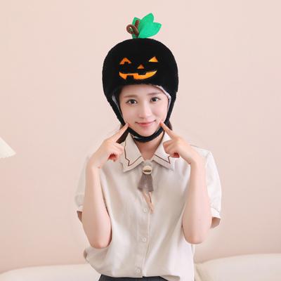 Halloween Horror Plush Headwear Pumpkin Headgear Adjustable Cartoon Black Hat Halloween Party Cosplay Costume Accessories Selfie Permance