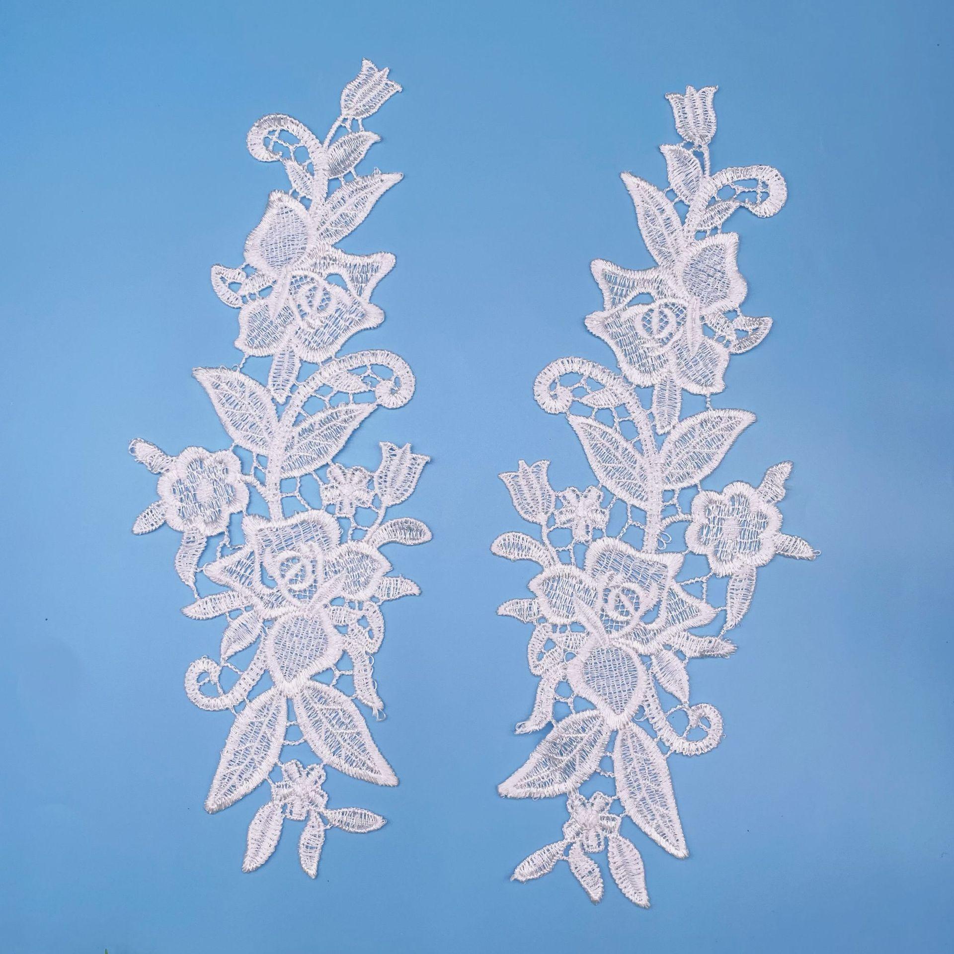 

Clothes Lace Pair Flower Water Soluble Lace Clothing Decorative Lace Hollow Embroidery Applique Lace Clothing Accessories 29*17cm