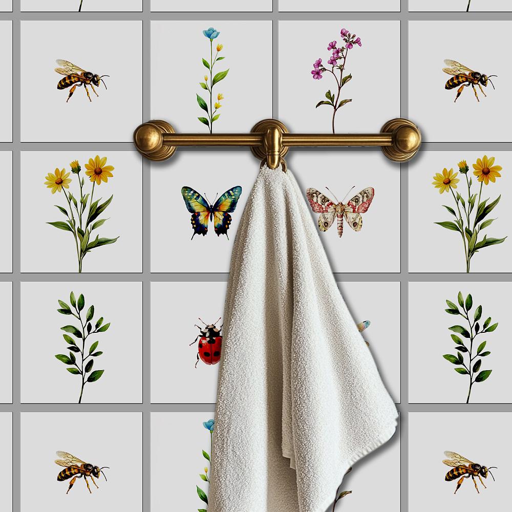 18Pcs 9 Styles PVC Wall Stickers Wall Decoration Insects 150x150x0.3mm 2pcs/style