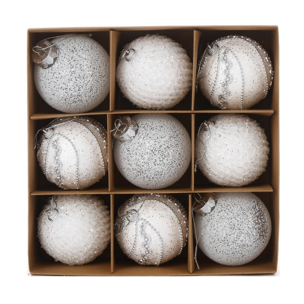 9pcs 8cm Christmas Hanging Balls Set Glitter Xmas Tree Ornaments  Home New Year Gifts