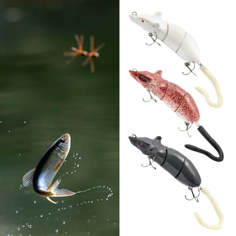 Fishing Baits Wobbler Muti-Section Jointed Mouse Shape Baits Trebles Hook Hard Crankbait Sink Tackle Swim Hard Baits