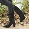 2022 Autumn/Winter Plus Size European & American Lace High-Heeled Mid-Calf Leather Fashion Boots for Women.