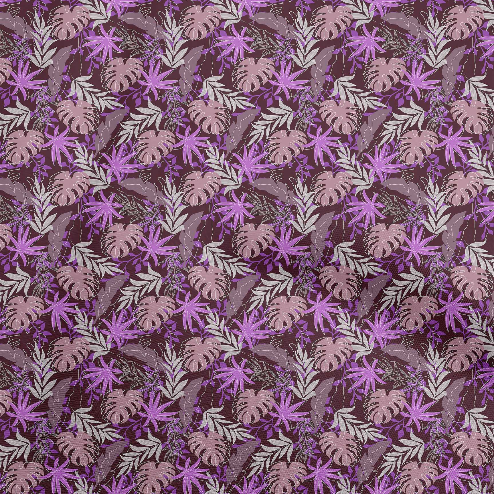 

oneOone Бавовняна гнучка зелена тканина з тропічним листям для ремісничих проектів Декоративна тканина з принтом у дворі 40 дюймів 42 Inch Wide - Viscose Chiffon фіолетовий