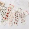 5 Pairs Ruffles Mesh Breathable Socks Embroidery Summer Thin Socks Lace Stockings For Women's Girls