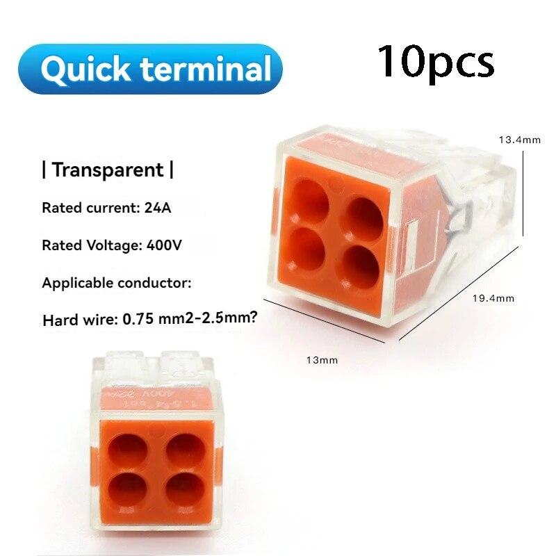 10pcs Quick Connection Terminal Wire Connector Splitter Press Type Parallel Wire Connector LAMP BUTT JOINT
