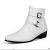 Botines Chelsea de Tobillo para Hombre Primavera Otoño Punta Puntiaguda Aumento de Altura Western Top Alto Zapato Casual Cuero PU 2025