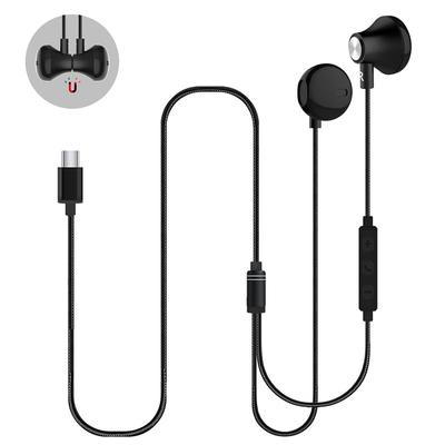 USB Earphones with Compatible with All Volume Deep Compatible with and iPads Type-C In-Ear Mic, Type-C Ports, Closed-Back Type-C Earphones, Calls,