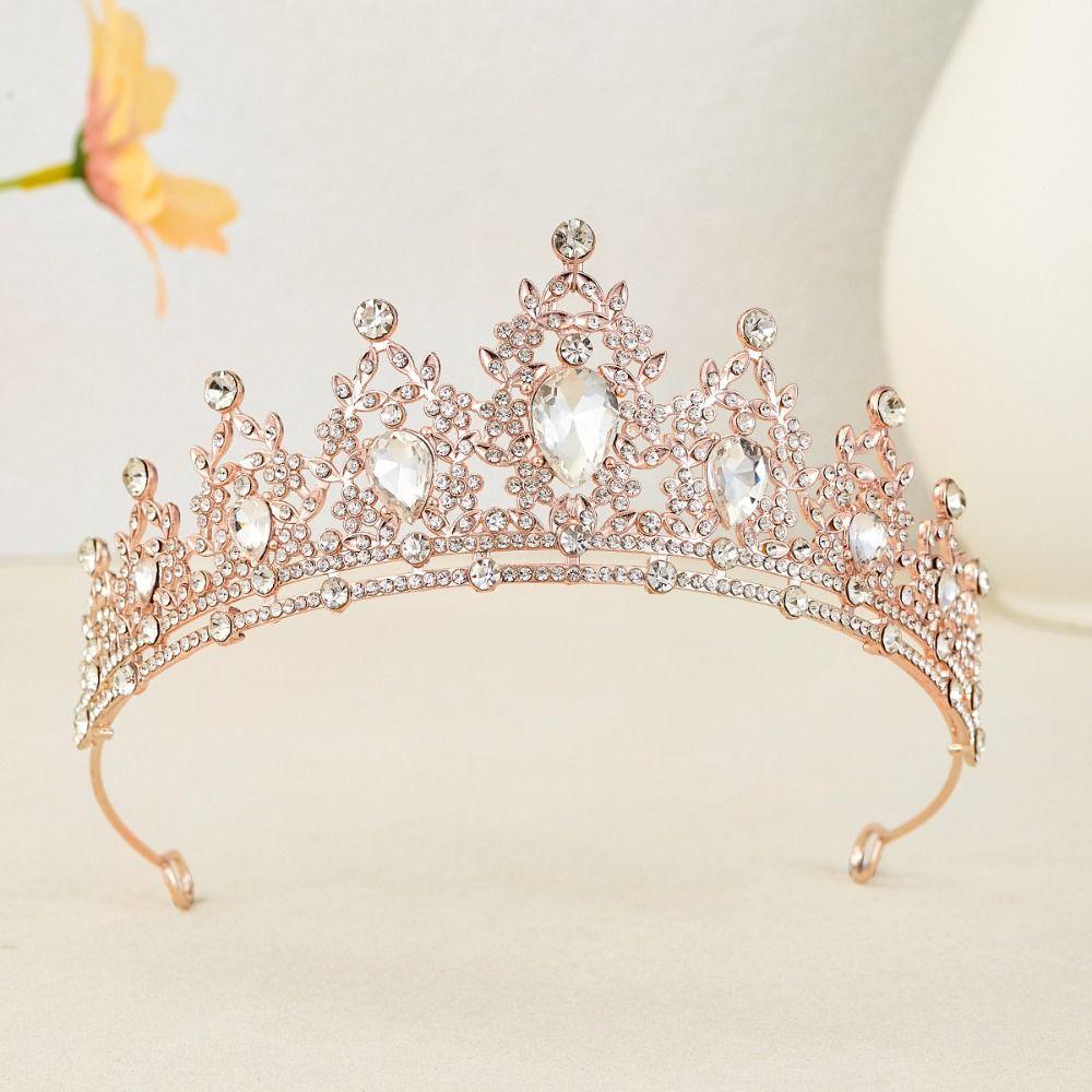 Shiny Bridal Tiara Elegant Princess Rhinestone Crown Temperament Baroque Crown  Headband