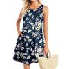 Summer Dresses For Women Beach Boho Sleeveless Printing Flowy Pocket Tshirt Tank Sundresses