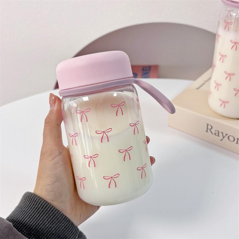 500Ml Bow Plastic Straw Cup Lid Student Office Cold Drink Cup With Straw Coffee Juice Milk Portable Large Capacity Water Cup