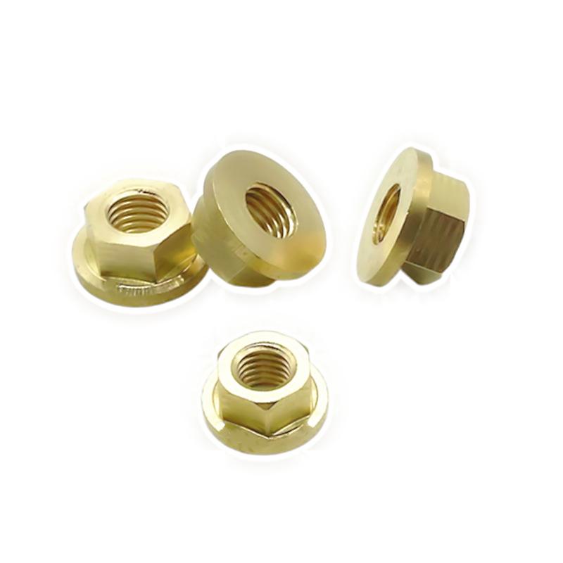 Brass Hex Flange Nut with Copper Washer Cap, Sizes M4-M12