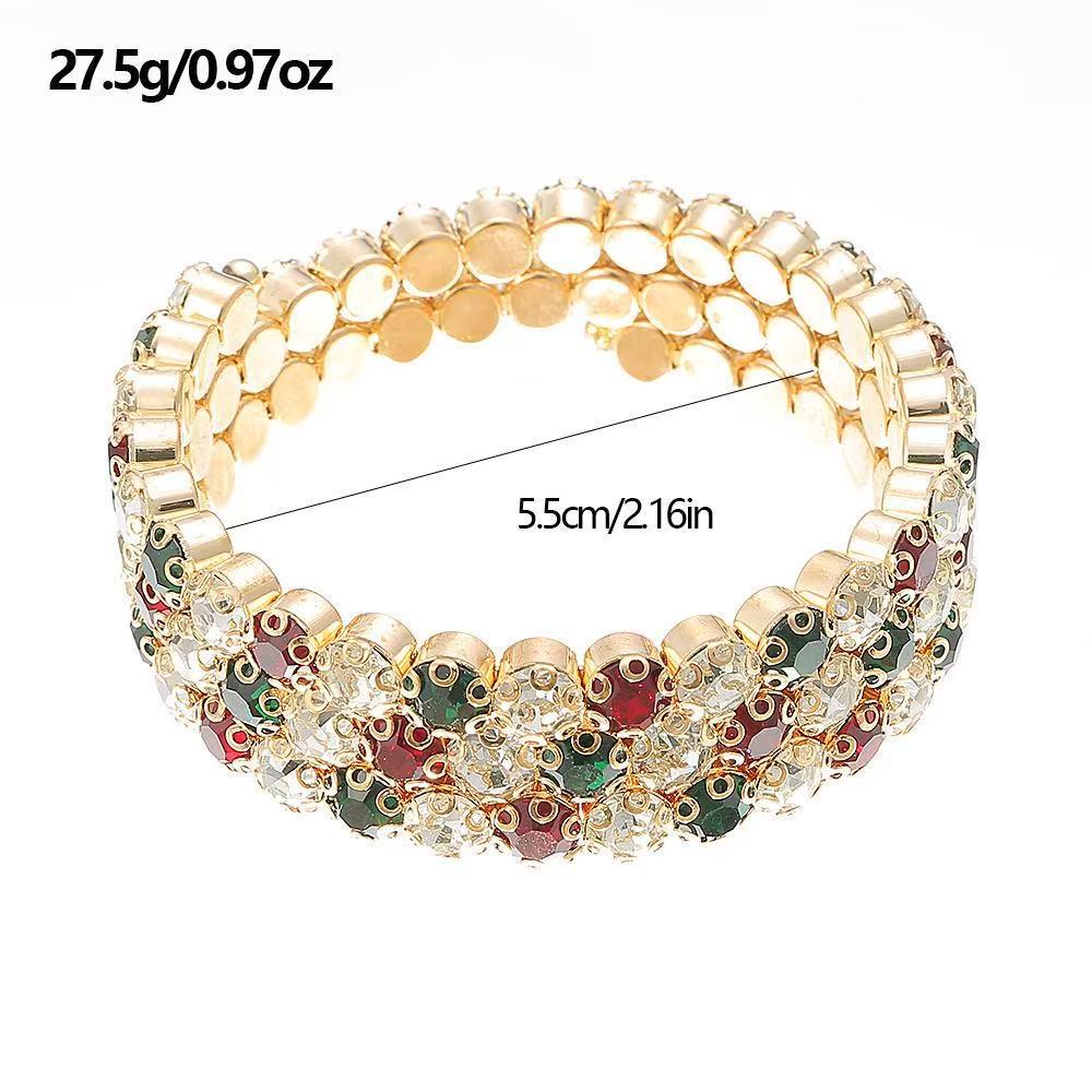 European & American Style Pearl & Diamond Elastic Open Bangle Bracelet