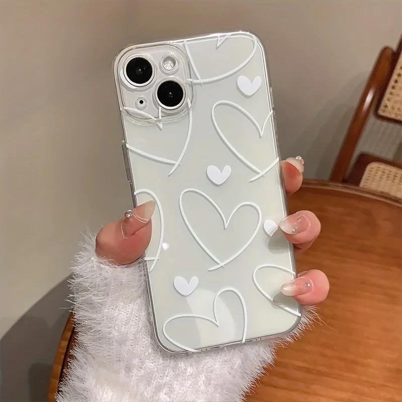 Fashion Flowers Case For Iphone17 16pro 15pro 14 13 12 11 12pro 13pro Max 14plus Silicone Anti Fall Protective Cover Heart Cover