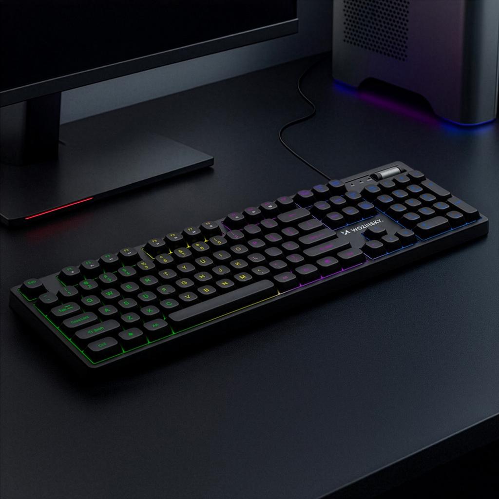 Klawiatura membranowa podświetlana z rolką gamingową RGB - czarna