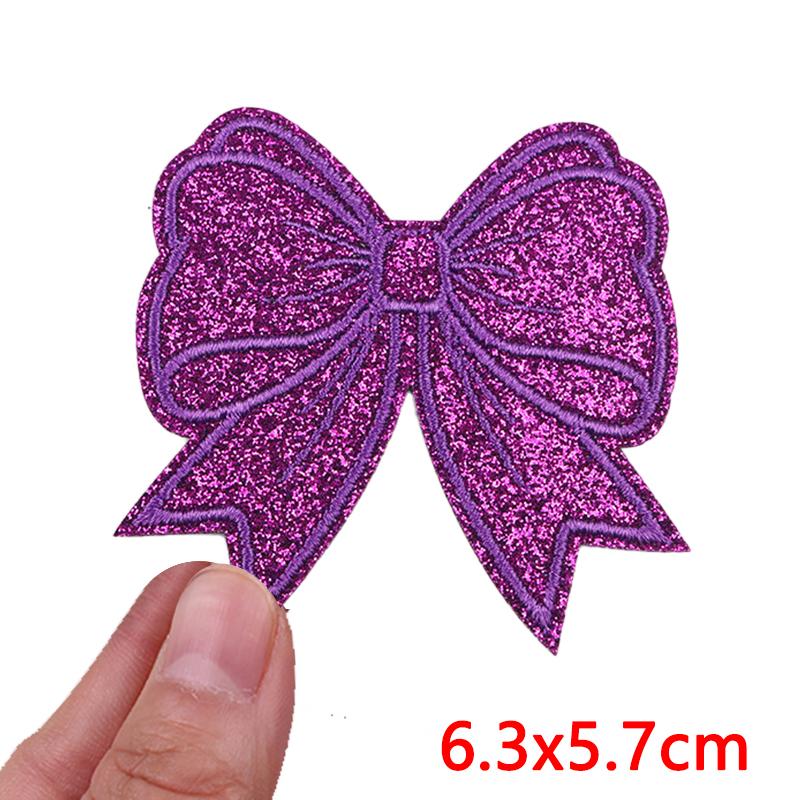 2026 NEW Glitter Diamond Bow Patch Cartoon Glitter Embroidered Patches For Clothes Iron on Patches For Clothing Sew Badges DIY