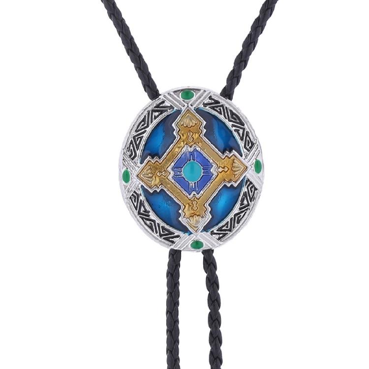 1 Pc Braided Shoestring Totem Bolo Tie Carved Charm Cowboy Necktie Necklace