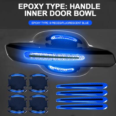 Auto Accessoires 8 stks/set Deurgreep Sticker 3D Effect Krasbescherming Creatieve Epoxy Veiligheid Reflecterende Auto Handvat Kom Sticker voor Auto