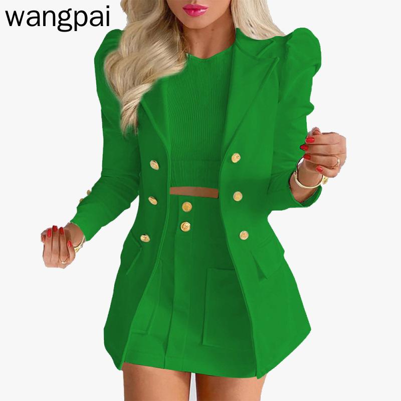 Zweiteiliges Set für Damen, Herbst und Winter, lässig, langärmelig, Anzugjacke, bedruckter Rock