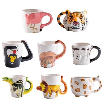Taza de cerámica con dibujo artístico a mano en 3D, elegantes diseños de animales en 3D, delicada taza de cerámica para entusiastas del arte