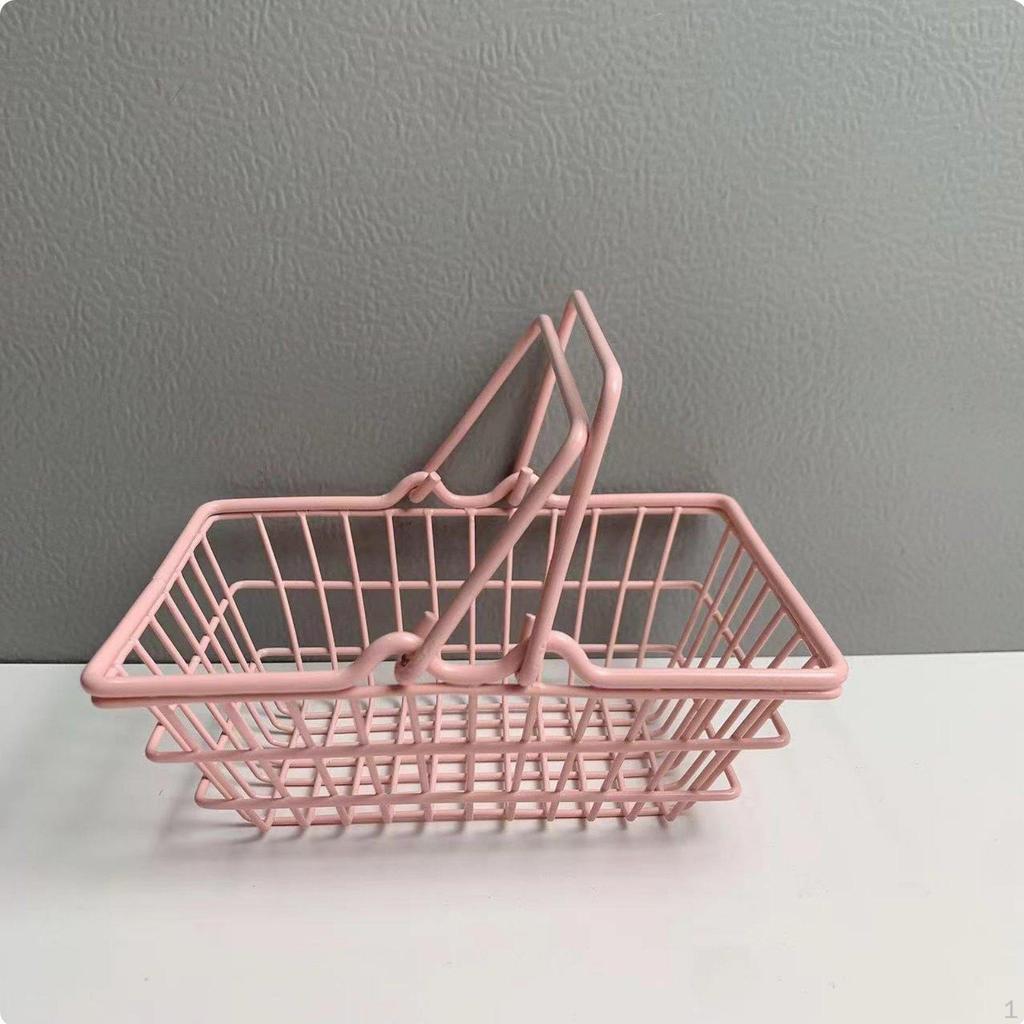 Mini-Einkaufskorb Niedliches Design Miniatur-Obst und -Gemüse Handgehalten Drahtgeflecht Schreibtisch-Organizer für