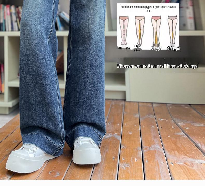 High-Waisted Blue Slim-Fit Straight-Leg Drapey Jeans - Autumn 2025 Collection