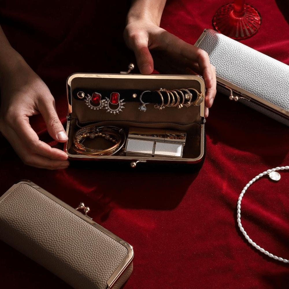 Multifunctional Portable Jewelry Organizer Automatic Closing Makeup Bag  Home Storage