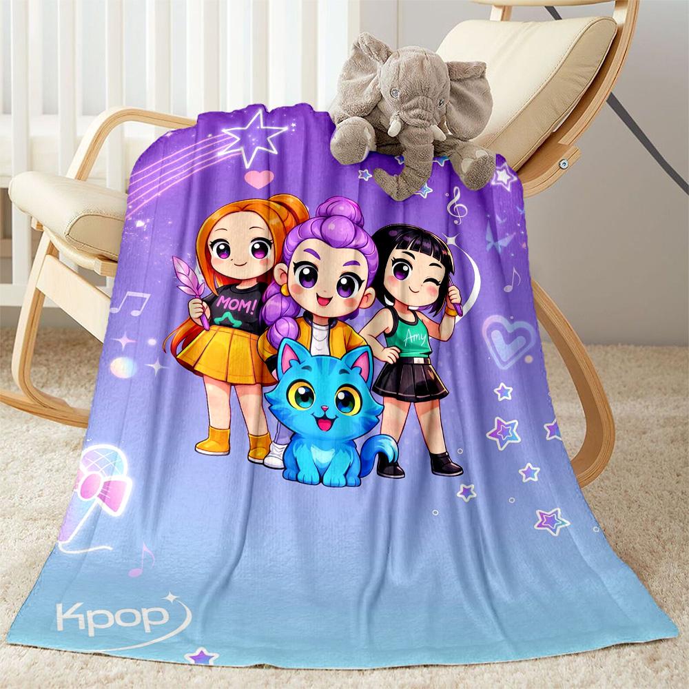 K-pop Demon Hunters Blanket Comfortable Suitable for Bedding Office Livingroom Four Seasons Universal Stylish Decor