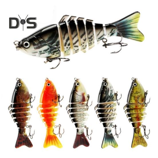 10CM/15.5G Multi-Jointed Fishing Lure with Hooks Realistic 7-Section Swimbait Bionic Hard Artificial Bait Freshwater Saltwater Fishing Accessories