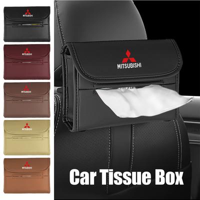 Pour Lancer ASX Outlander Pajero L200 Sac à Mouchoirs de Voiture à Suspendre au Dossier de Siège Boîte de Rangement en Cuir Accessoires d'Intérieur de Voiture