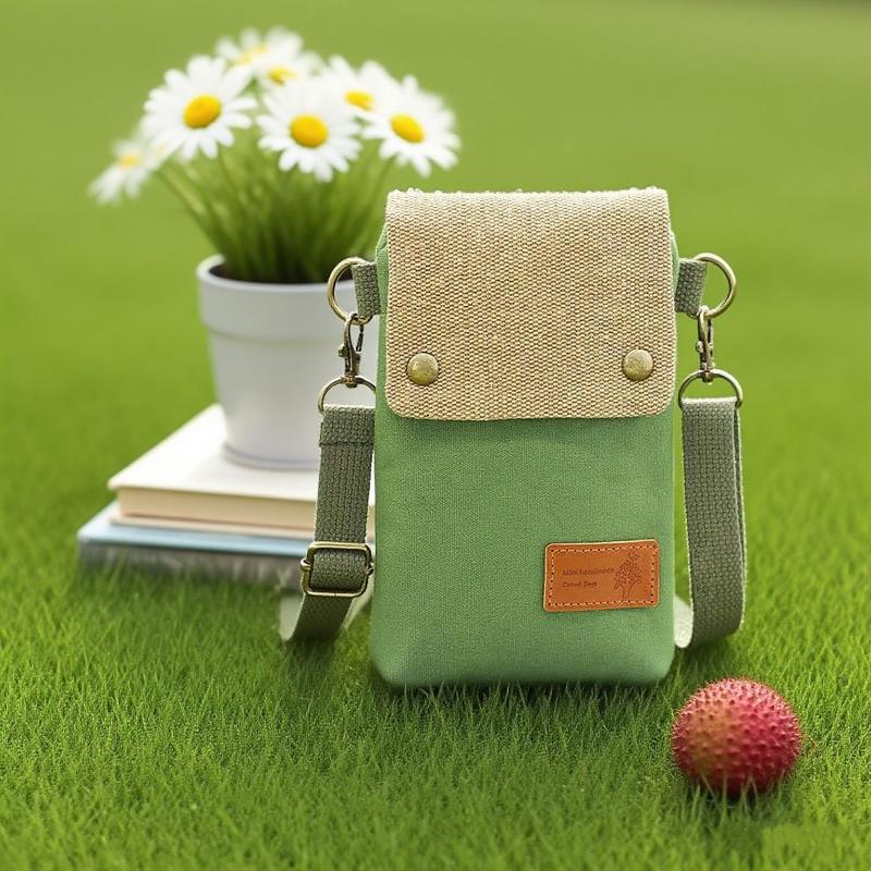 Women's Canvas Crossbody Phone Bag Color Block Triple Layer for Stylish Mobility