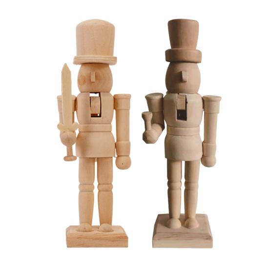 18CM Noël Bois Non Fini Figurine Casse-Noisette Bricolage Vierge Non Peint Figurine de Soldat Ornement Décoration Fête de Vacances