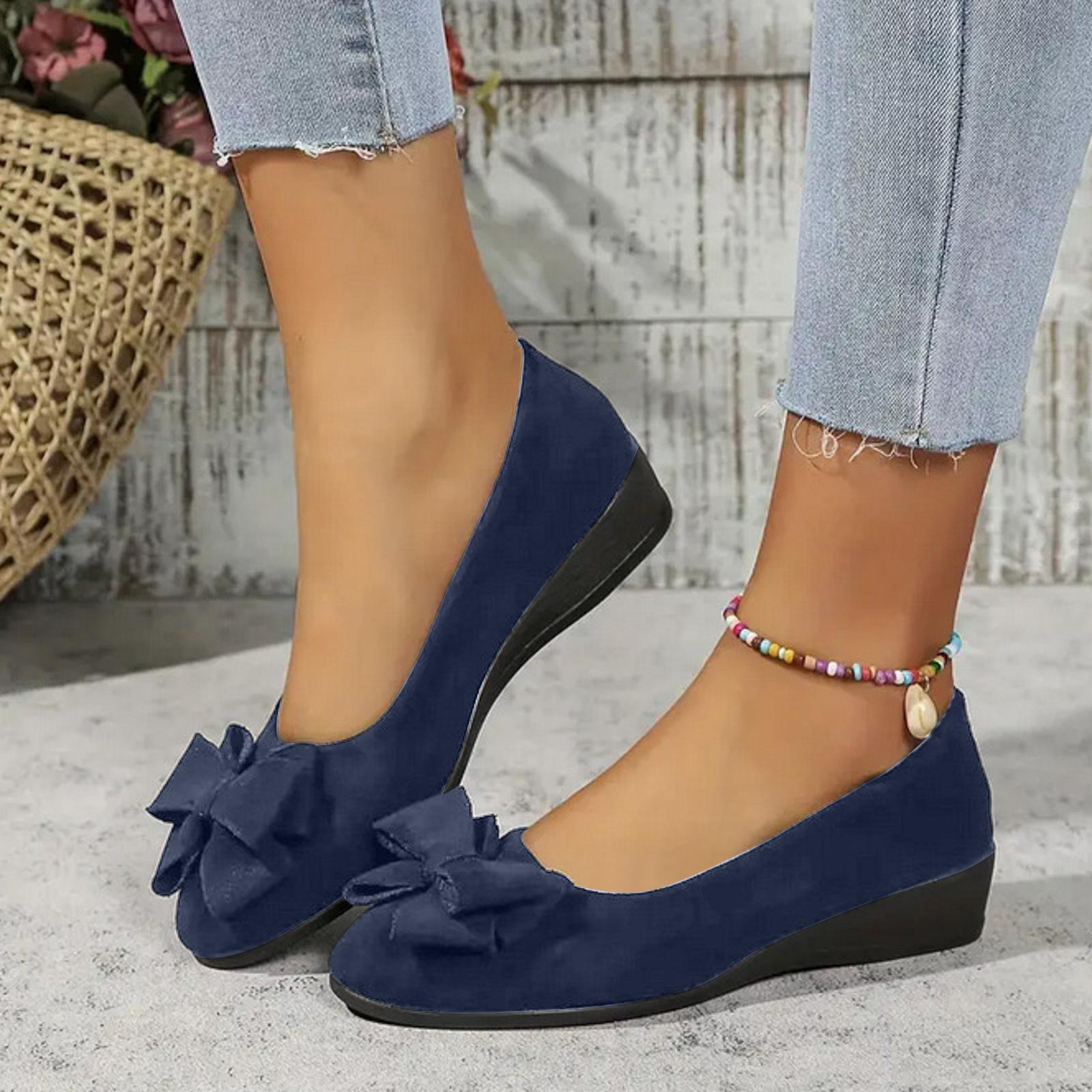 

Women S Casual Shoes Fashion Solid Color Suede Bow Single Shoes Light Flat Slip Size 5 Womens Shoes Casual Zapatillas De Mujer 37 синій