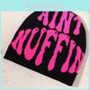 Fashion Sided Double Knitted Hat With Letter Embroidery Design For Season Cold