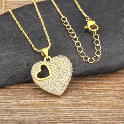 Nidin Romantic Heart Pendant Zircon Necklaces 13 Styles For Women Gold Plated Chain Choker Neck Jewelry Fine Wedding Gift Femme