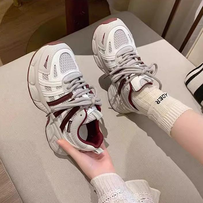 Retro Niche Thick-soled Dad Shoes for Women's 2025 Spring New Models Increase In Height, Versatile and Lightweight Casual Sports Shoes Show Small Feet