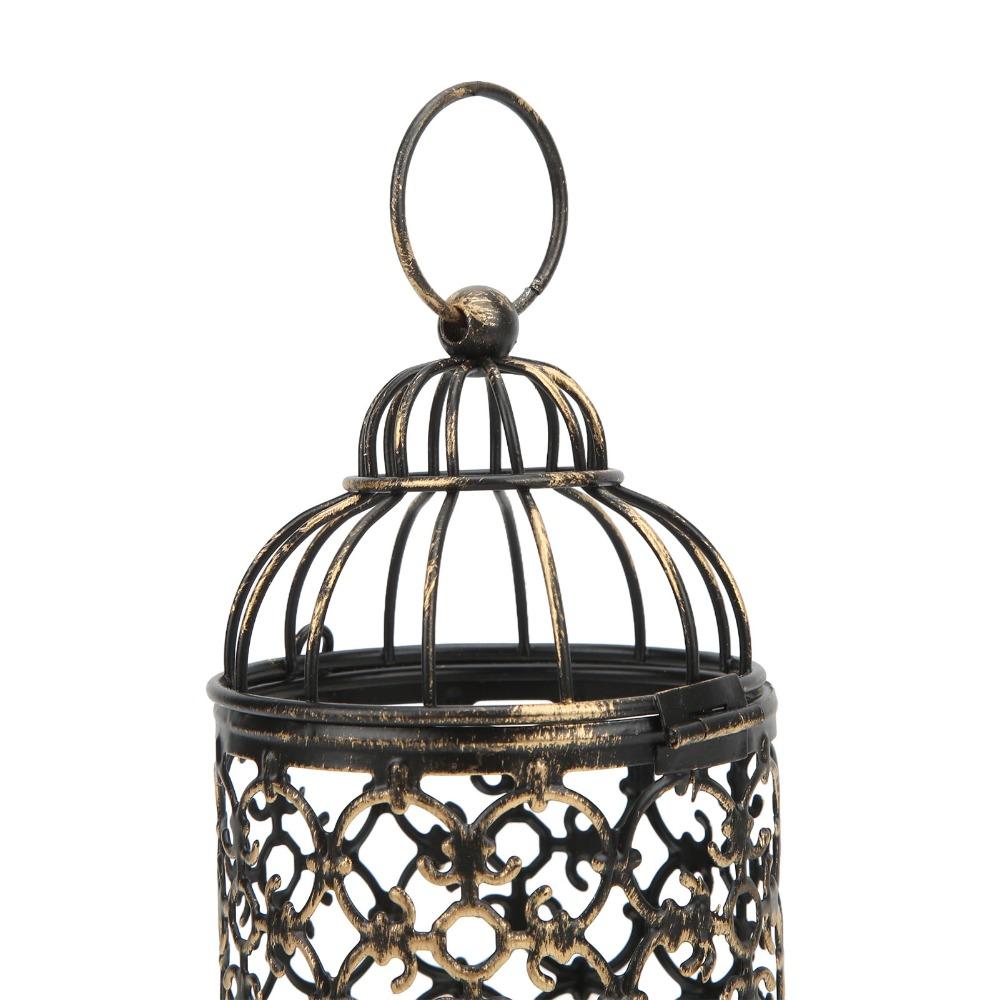 European Retro Vintage Candle Holder Brush Gold Hanging Candle Lantern Party Ambience