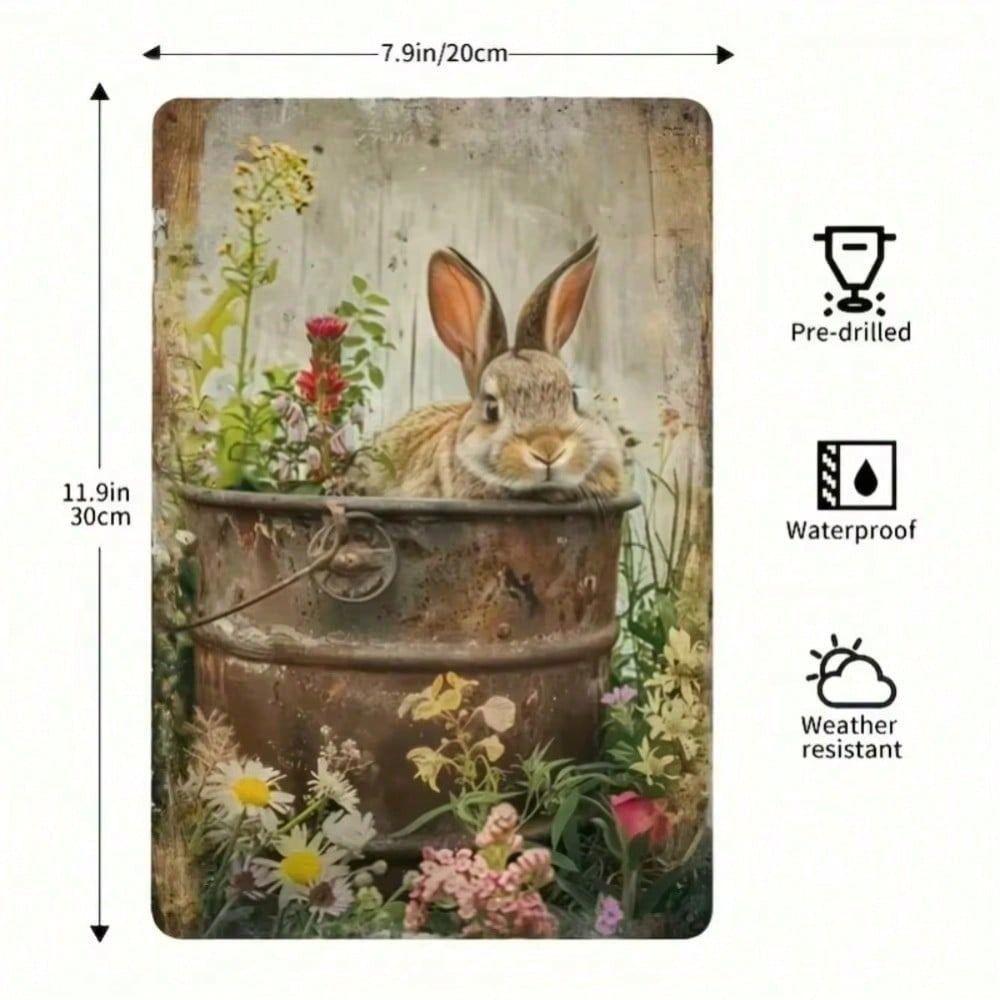 

Metal Poster Wall Art Funny Rabbit Kitchen Bar Decor