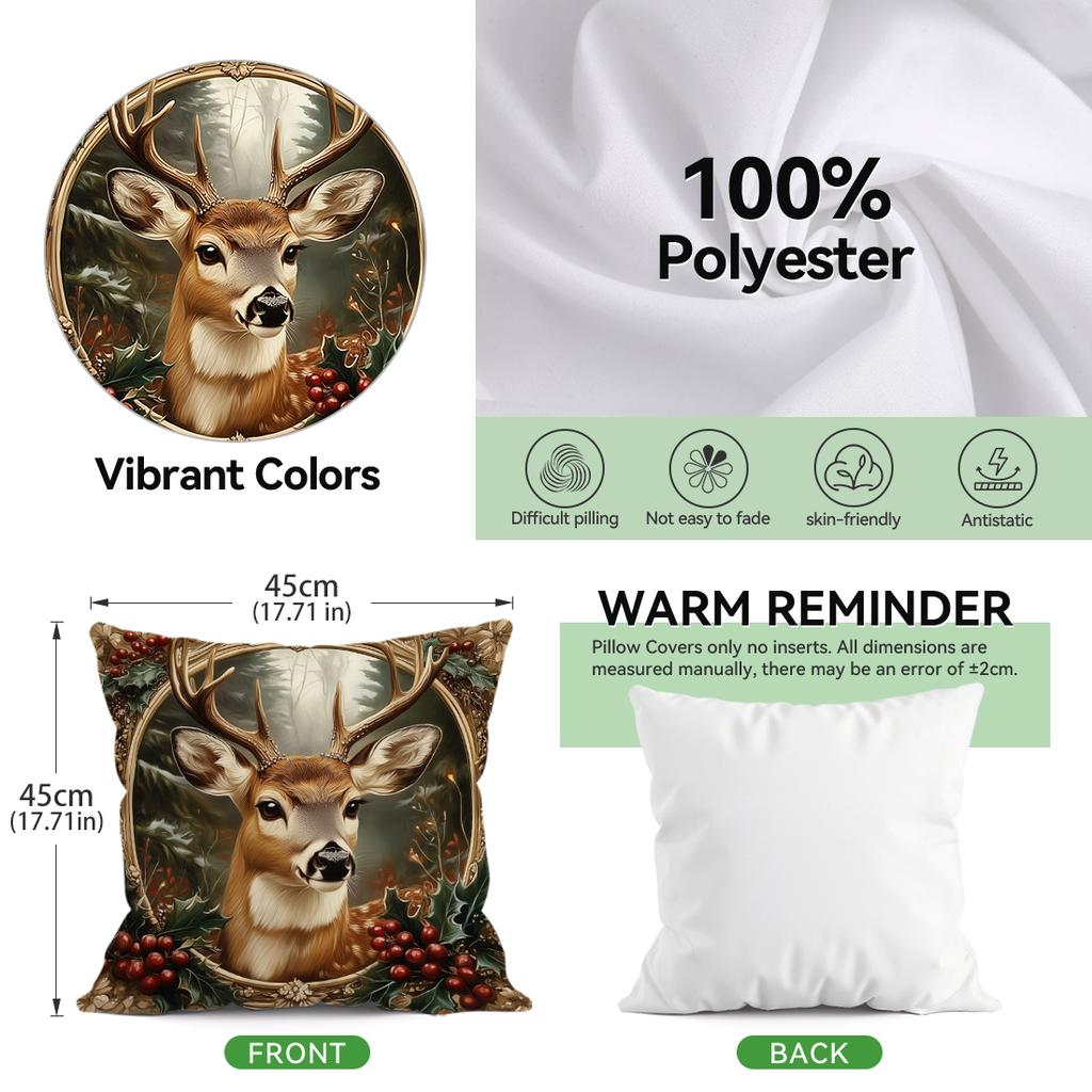 Christmas Reindeer Santa Claus Cushions Pillowcase Polyester Cushion Cover Throw Pillow Sofa Decoration Pillowcover Home Decor
