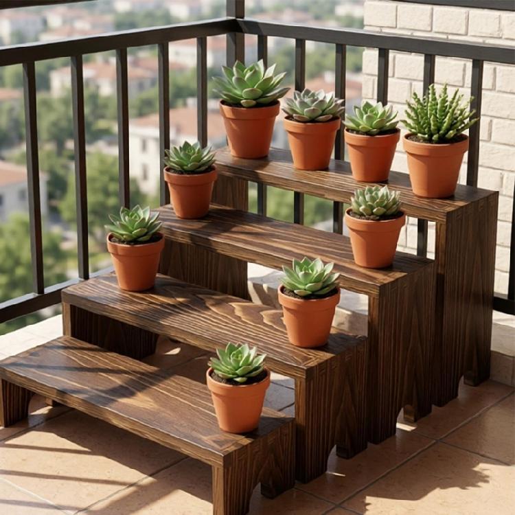 Tabletop Display Stand with Nesting Wood Platforms for Organizing Cosmetics, Stationery, Collectibles, and Jewelry