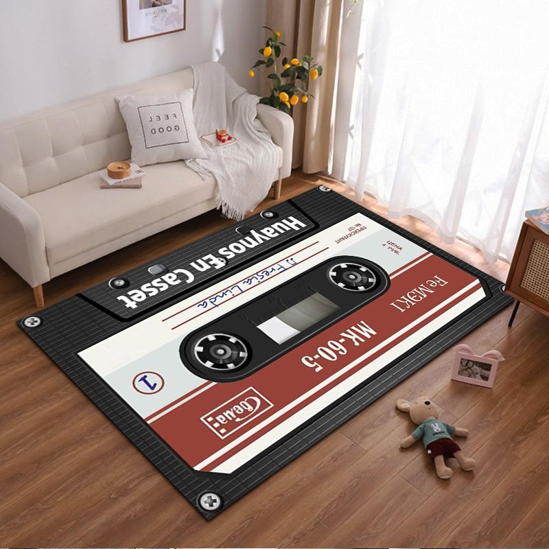 Retro Cassette Tape Design Rug, Classic Style Non-slip rug suitable for living room and bedroom sofas sofas