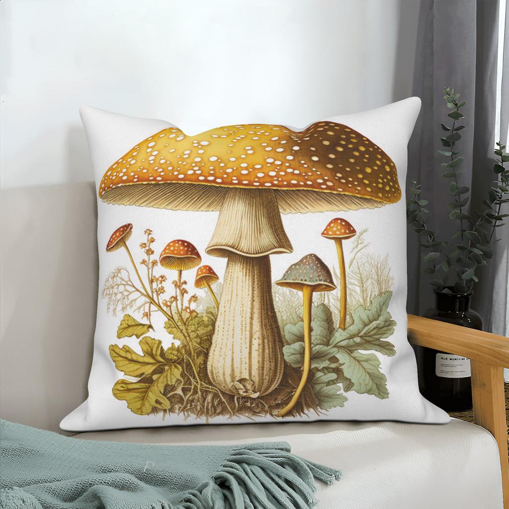 Houbový polštář Psychedelický Vintage Rostlinný Květinový Pohovka Dekorativní Polštář 45x45cm Čtvercový Povlak na Polštář Domácí Dekorace